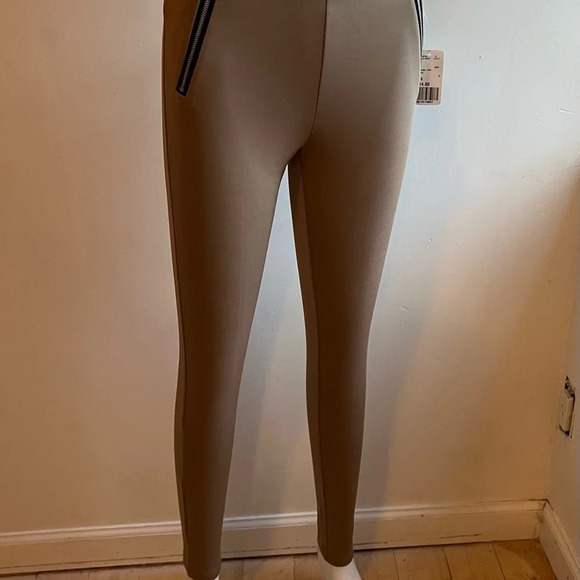 Women’s Beige Nude Leggings With Zip Accents On The Sides Size S Forever 21 - Picture 2 of 11